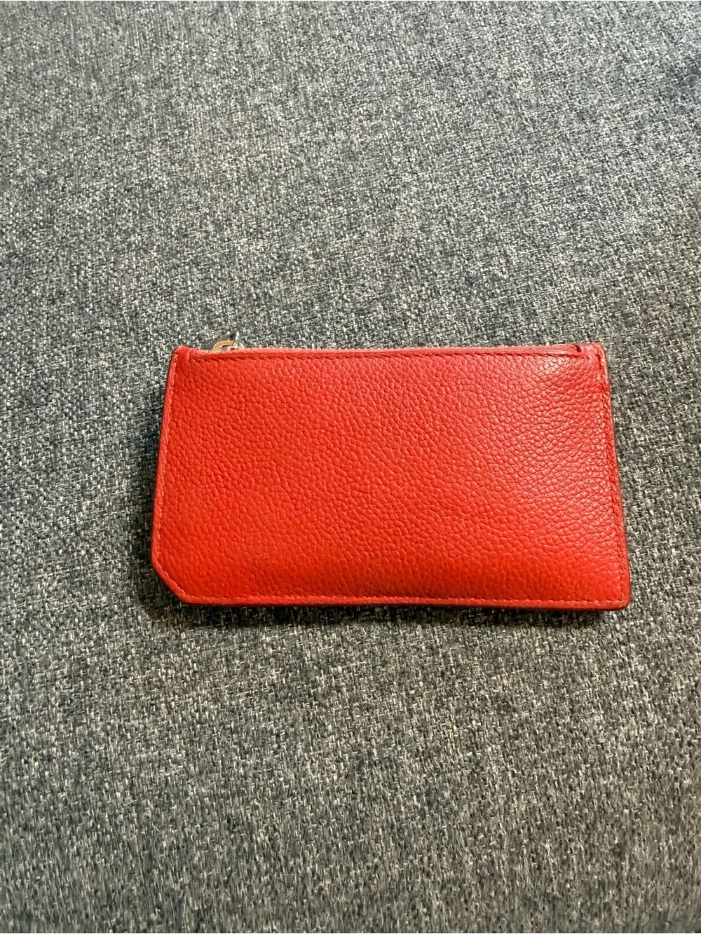 Authentic Saint Laurent New Red Pebbled Leather Card Wallet with Zip - Picture 7 of 7